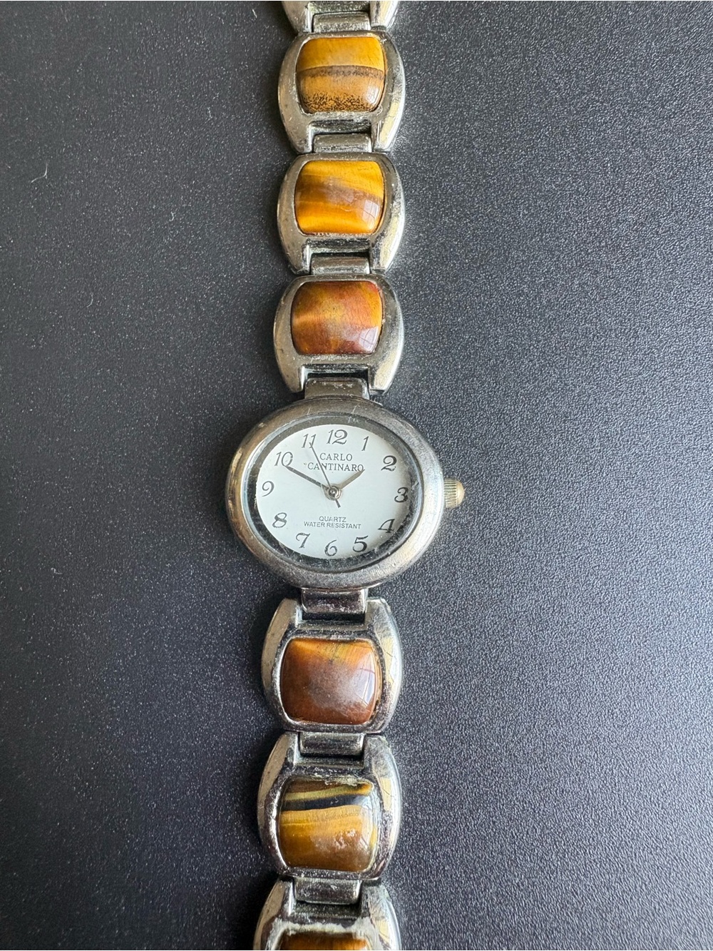 Women's Tiger Eye Link Watch - Brown and Gold Accent